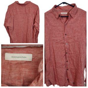 Ermenegildo Zegna Red Linen Shirt Sz XL